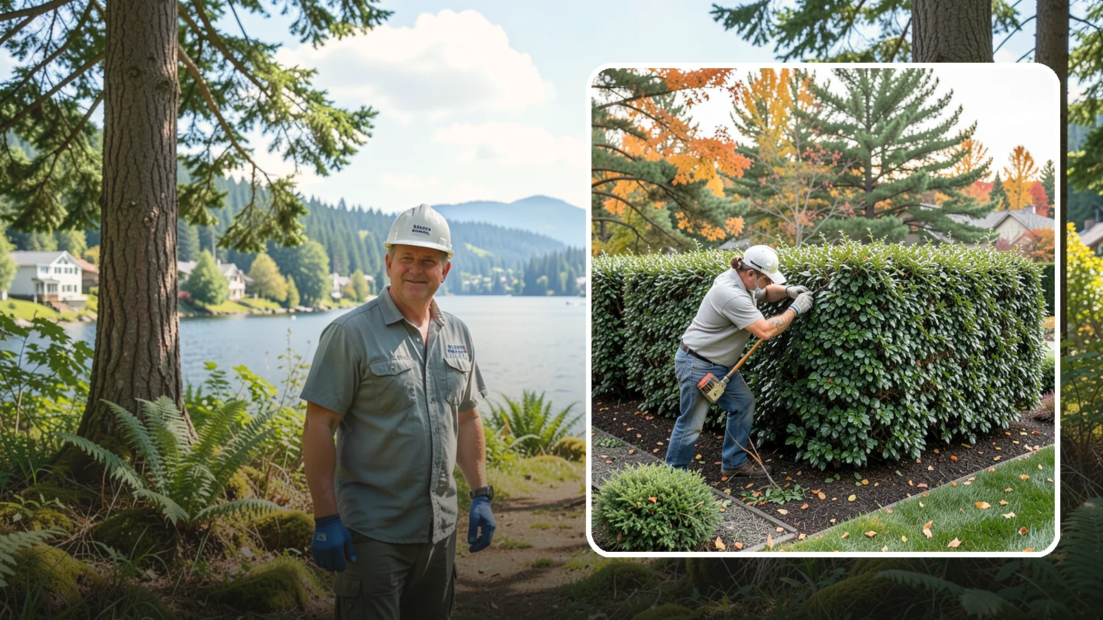 Holly Hedge Trimming in Milton, King County, WA - Careful holly hedge trimming that shapes this dense, spiny evergreen into a secure, formal screen with glossy year-round foliage.