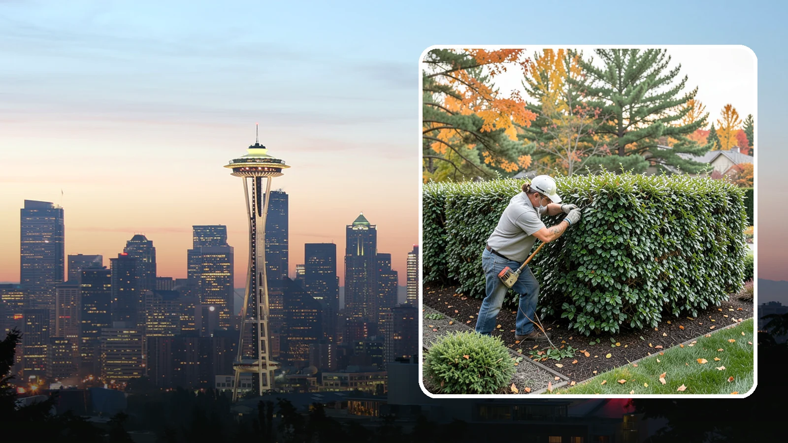 Holly Hedge Trimming in Seattle, King County, WA - Careful holly hedge trimming that shapes this dense, spiny evergreen into a secure, formal screen with glossy year-round foliage.