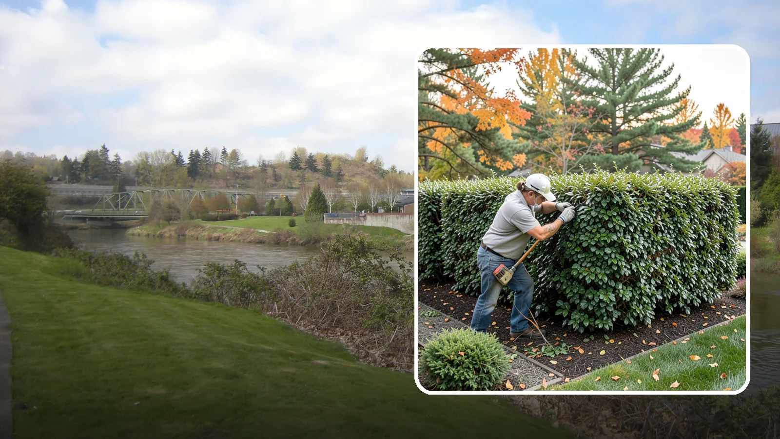 Holly Hedge Trimming in Tukwila, King County, WA - Careful holly hedge trimming that shapes this dense, spiny evergreen into a secure, formal screen with glossy year-round foliage.