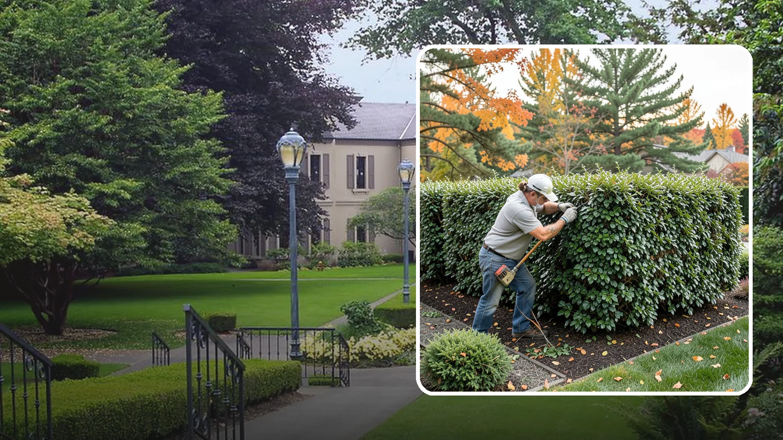 Holly Hedge Trimming in Woodinville, King County, WA - Careful holly hedge trimming that shapes this dense, spiny evergreen into a secure, formal screen with glossy year-round foliage.