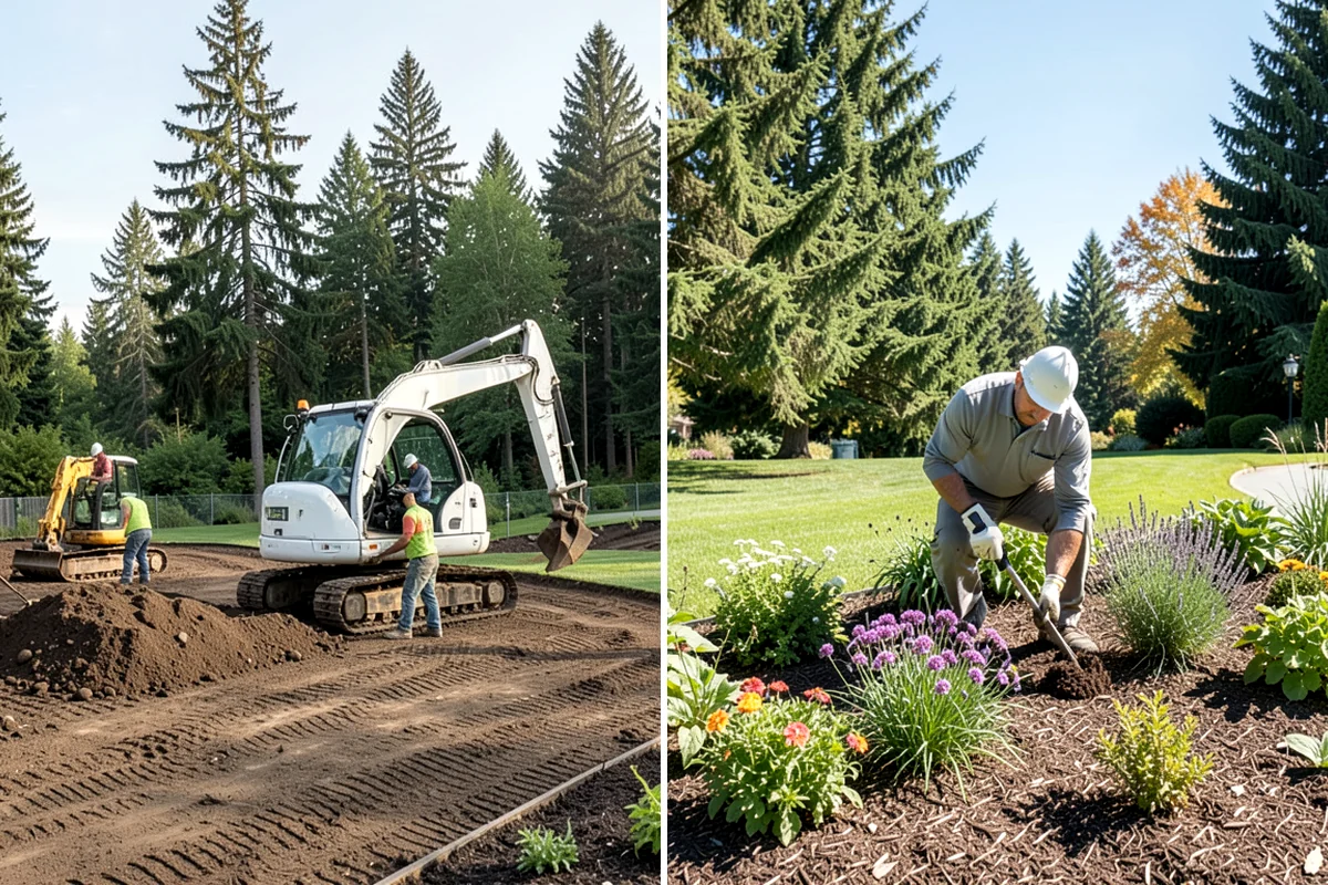 Hydroseeding in Federal Way, King County, WA - Clear and rough-grade the area