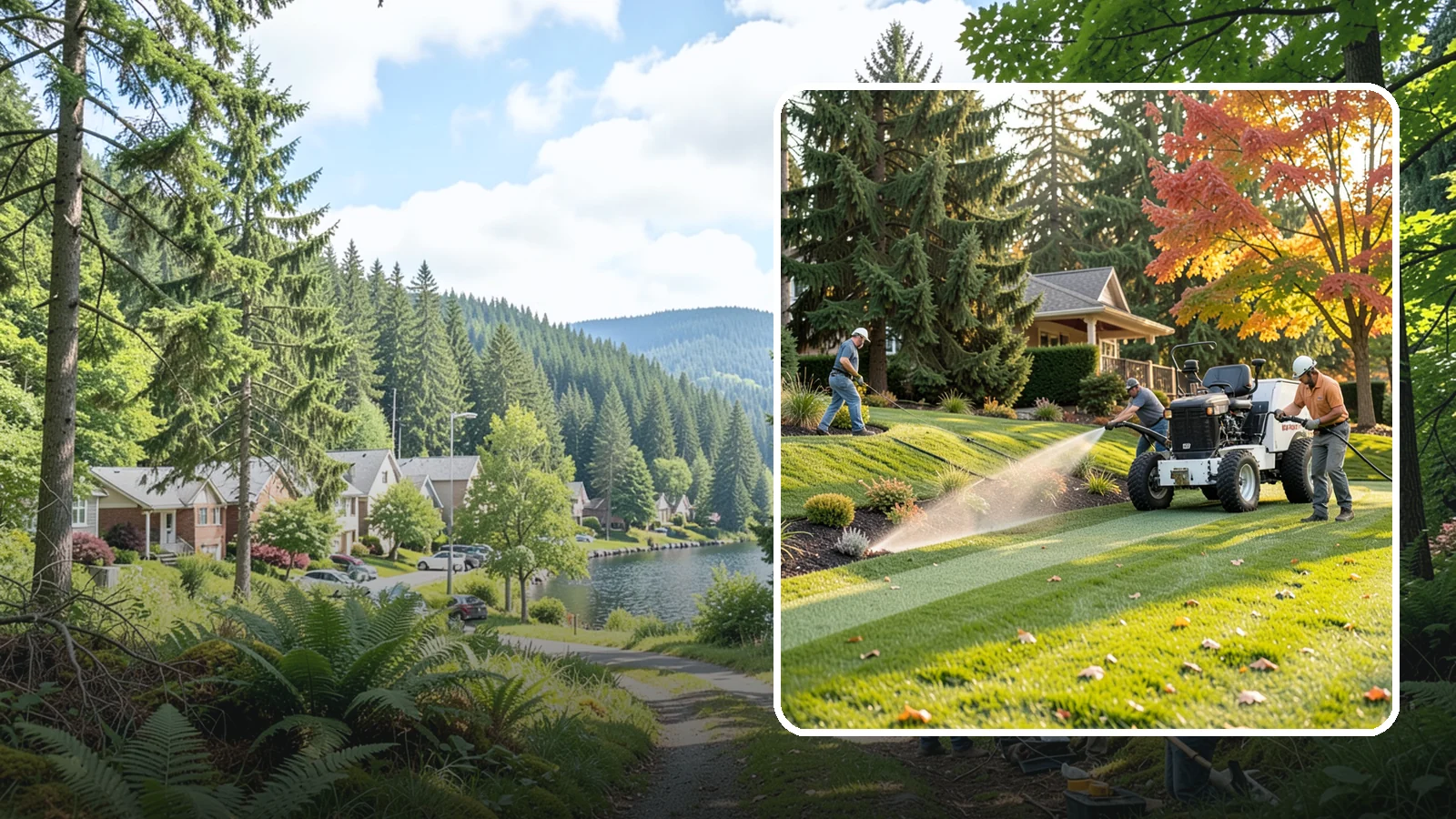 Hydroseeding in Lake Forest Park, King County, WA - Fast, even lawn establishment using a sprayed slurry of seed, mulch, and nutrients - ideal for large areas and slopes.