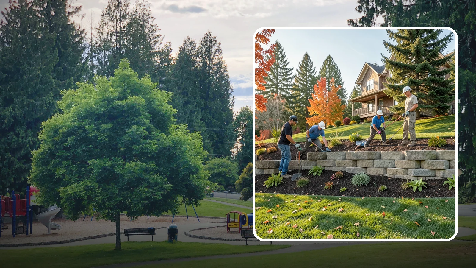 Interlocking Block Retaining Wall in Bonney Lake, Pierce County, WA - A DIY-friendly mortarless wall of self-aligning interlocking blocks that quickly stabilizes short slopes in Northwest landscapes.