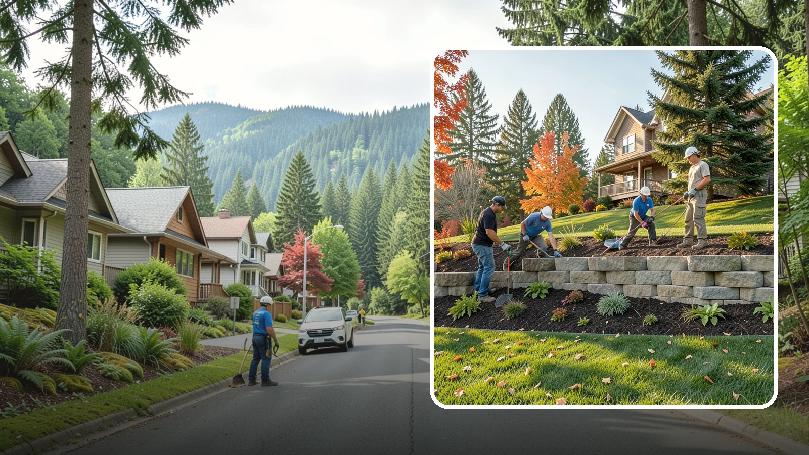 Interlocking Block Retaining Wall in Darrington, Snohomish County, WA - A DIY-friendly mortarless wall of self-aligning interlocking blocks that quickly stabilizes short slopes in Northwest landscapes.