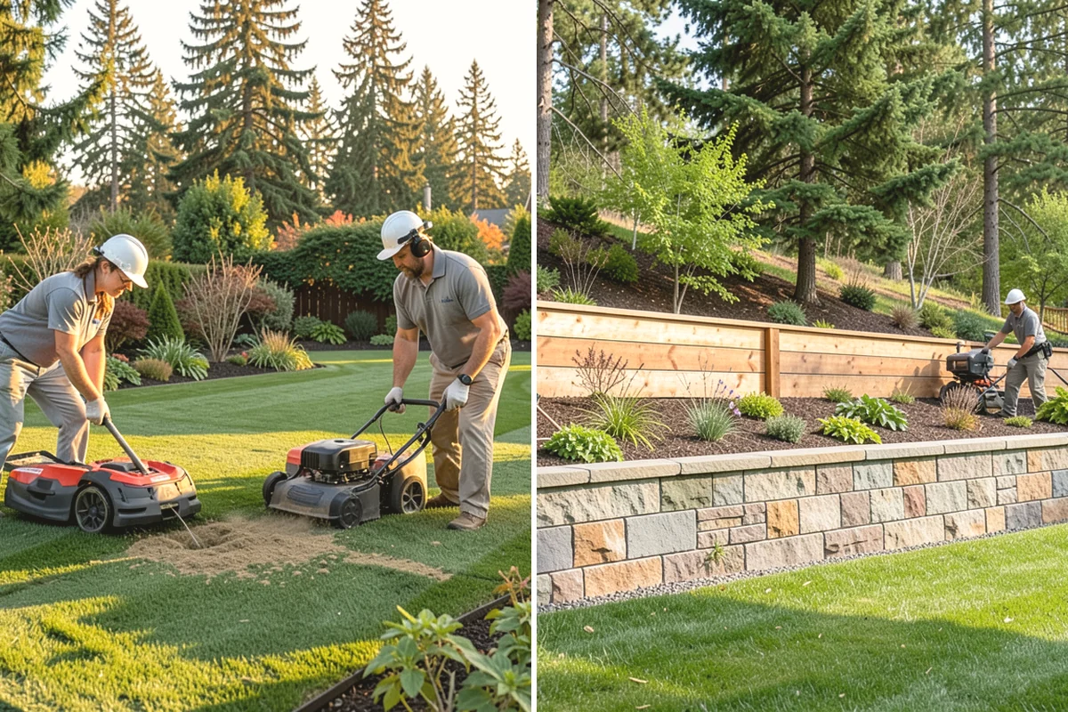 Interlocking Block Retaining Wall in Duvall, King County, WA - Excavate and grade the slope