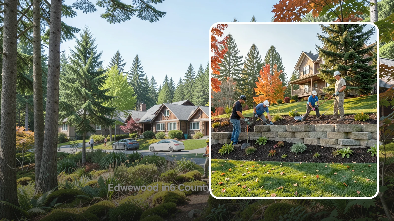 Interlocking Block Retaining Wall in Edgewood, Pierce County, WA - A DIY-friendly mortarless wall of self-aligning interlocking blocks that quickly stabilizes short slopes in Northwest landscapes.
