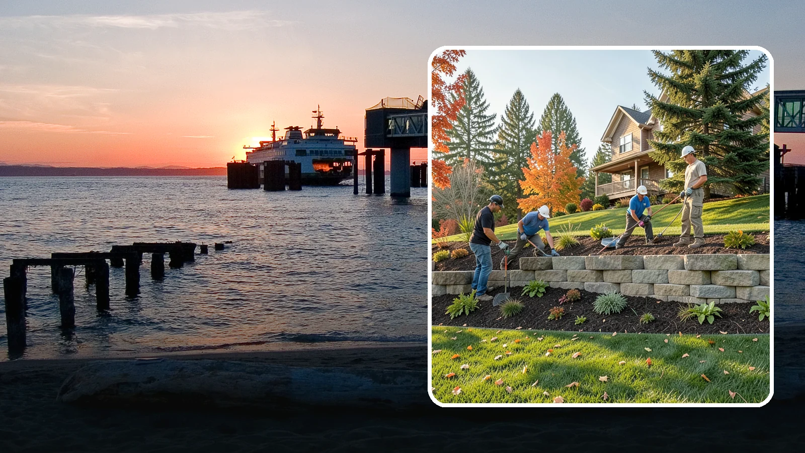 Interlocking Block Retaining Wall in Edmonds, Snohomish County, WA - A DIY-friendly mortarless wall of self-aligning interlocking blocks that quickly stabilizes short slopes in Northwest landscapes.
