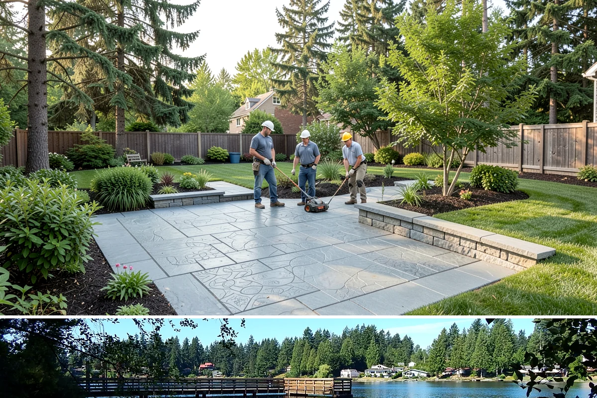 Interlocking Block Retaining Wall in Federal Way, King County, WA - Best installed in the drier spring through fall for easy compaction, though the block system builds well through much of the PNW...