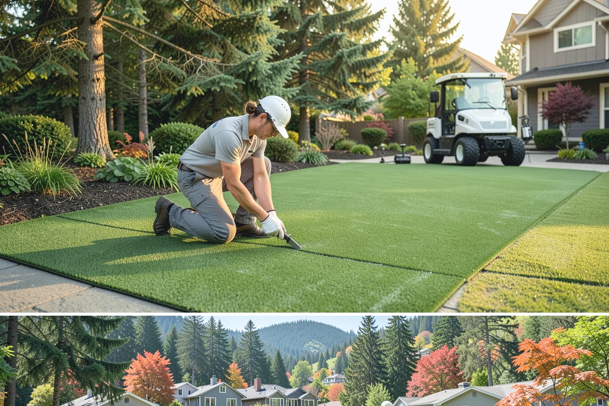 Interlocking Block Retaining Wall in Fircrest, Pierce County, WA - Best installed in the drier spring through fall for easy compaction, though the block system builds well through much of the PNW...