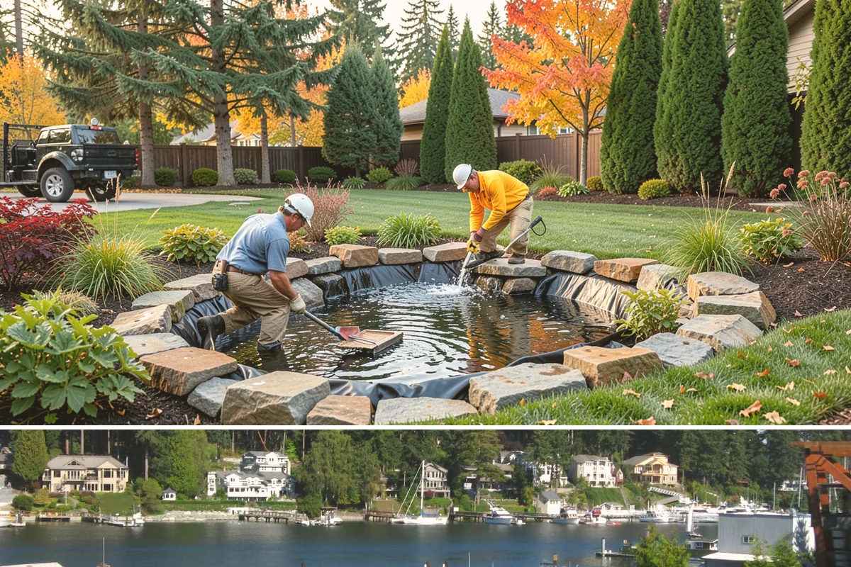 Interlocking Block Retaining Wall in Gig Harbor, Pierce County, WA - Best installed in the drier spring through fall for easy compaction, though the block system builds well through much of the PNW...