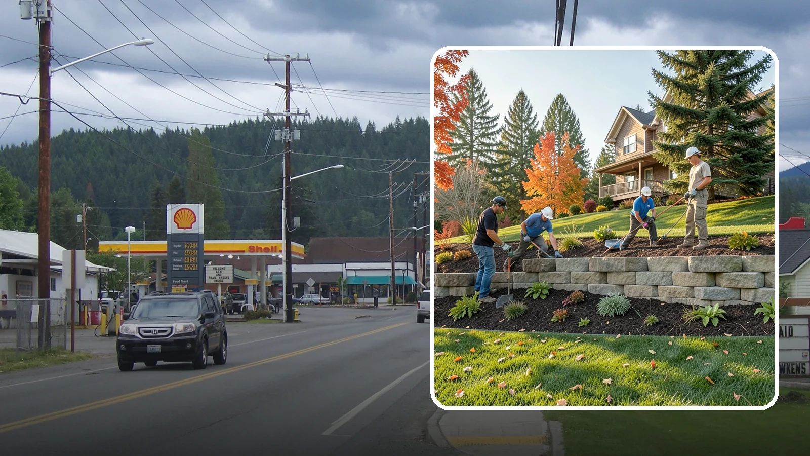 Interlocking Block Retaining Wall in Granite Falls, Snohomish County, WA - A DIY-friendly mortarless wall of self-aligning interlocking blocks that quickly stabilizes short slopes in Northwest landscapes.