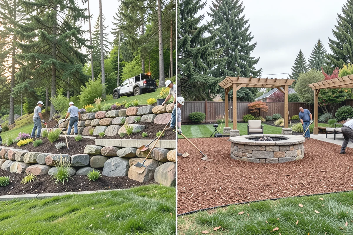 Interlocking Block Retaining Wall in Granite Falls, Snohomish County, WA - Excavate and grade the slope