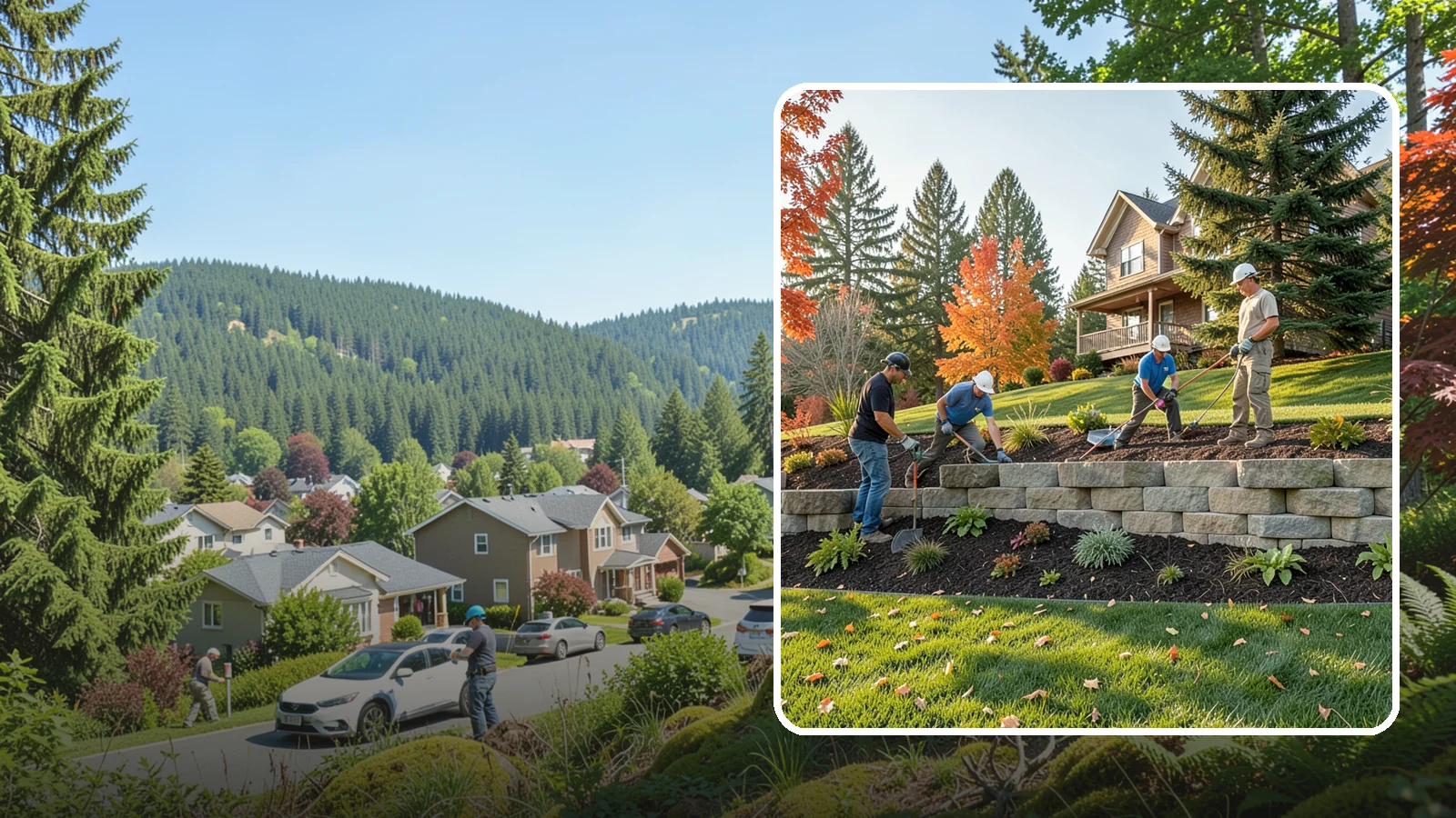 Interlocking Block Retaining Wall in Index, Snohomish County, WA - A DIY-friendly mortarless wall of self-aligning interlocking blocks that quickly stabilizes short slopes in Northwest landscapes.