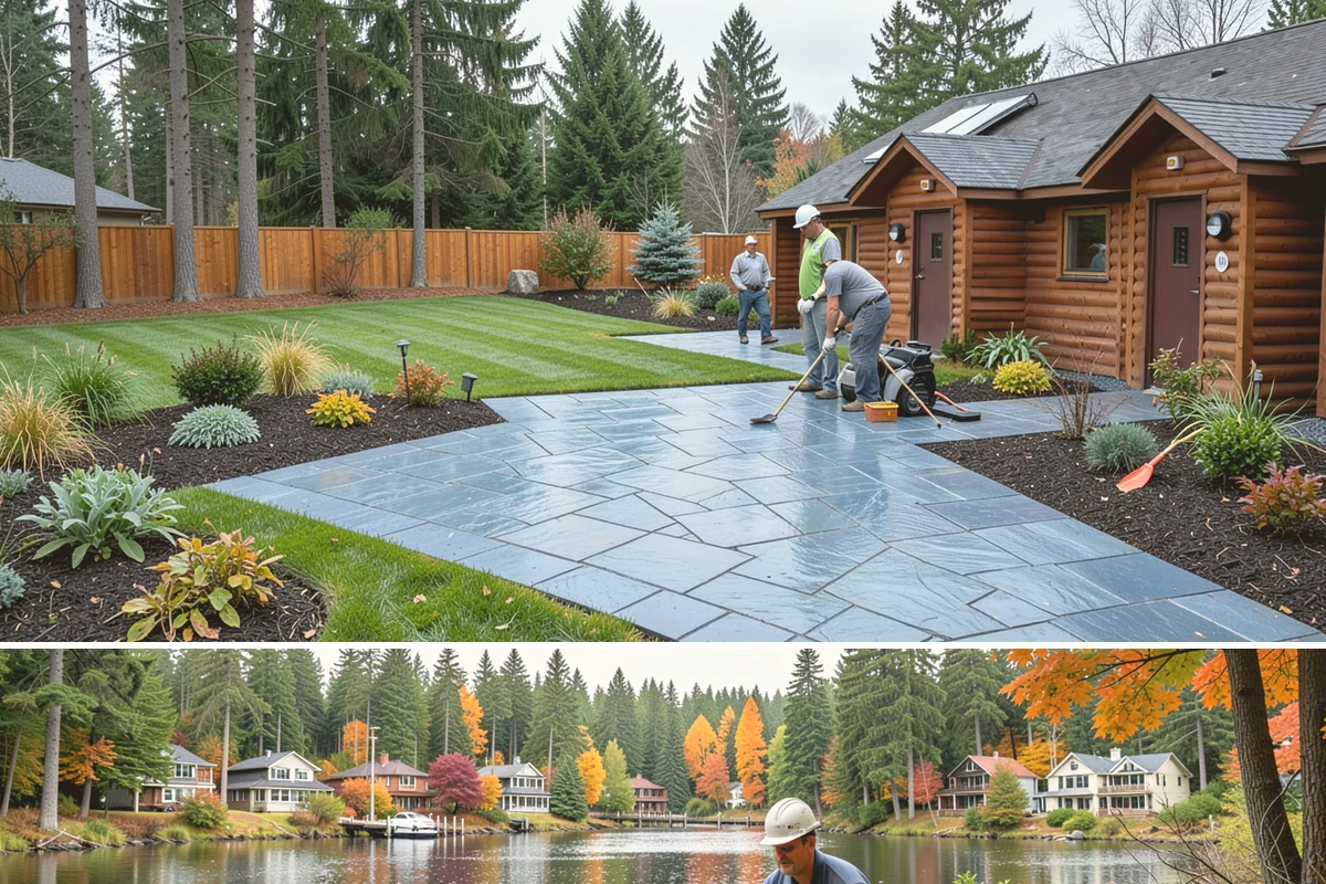 Interlocking Block Retaining Wall in La Conner, Skagit County, WA - Best installed in the drier spring through fall for easy compaction, though the block system builds well through much of the PNW...