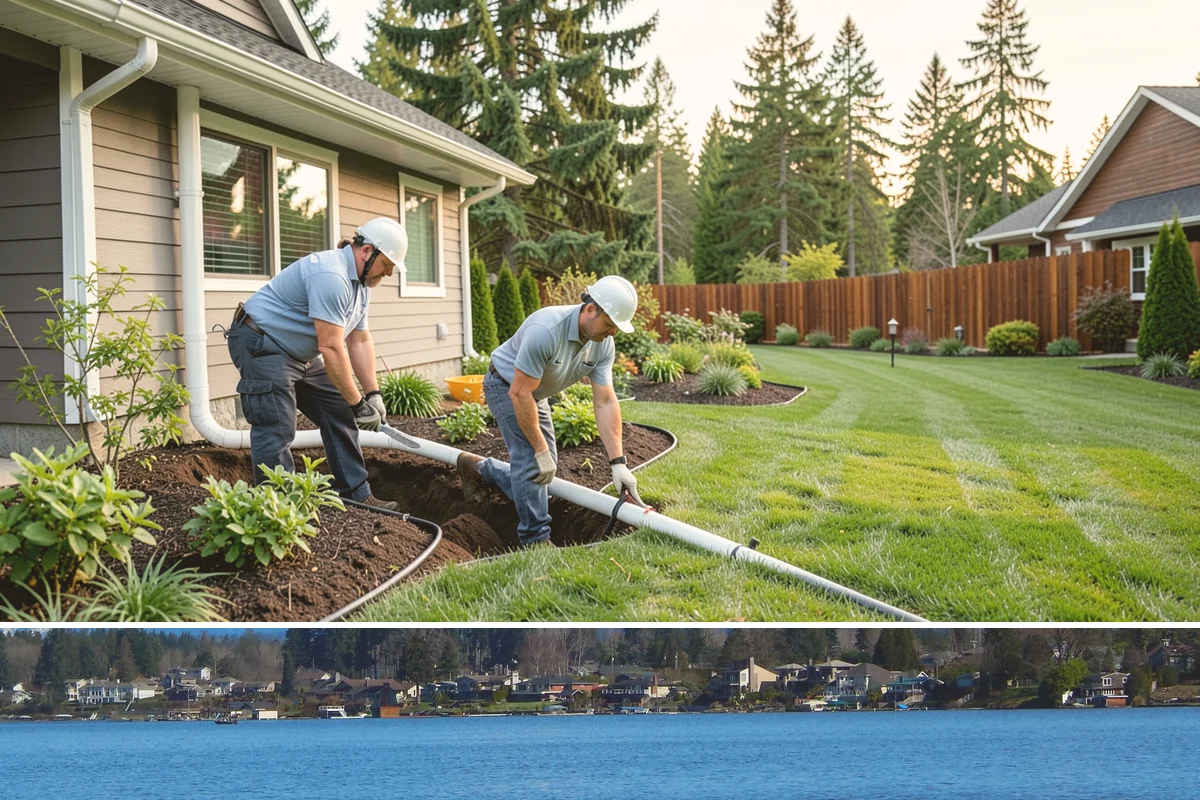 Interlocking Block Retaining Wall in Lake Stevens, Snohomish County, WA - Best installed in the drier spring through fall for easy compaction, though the block system builds well through much of the PNW...