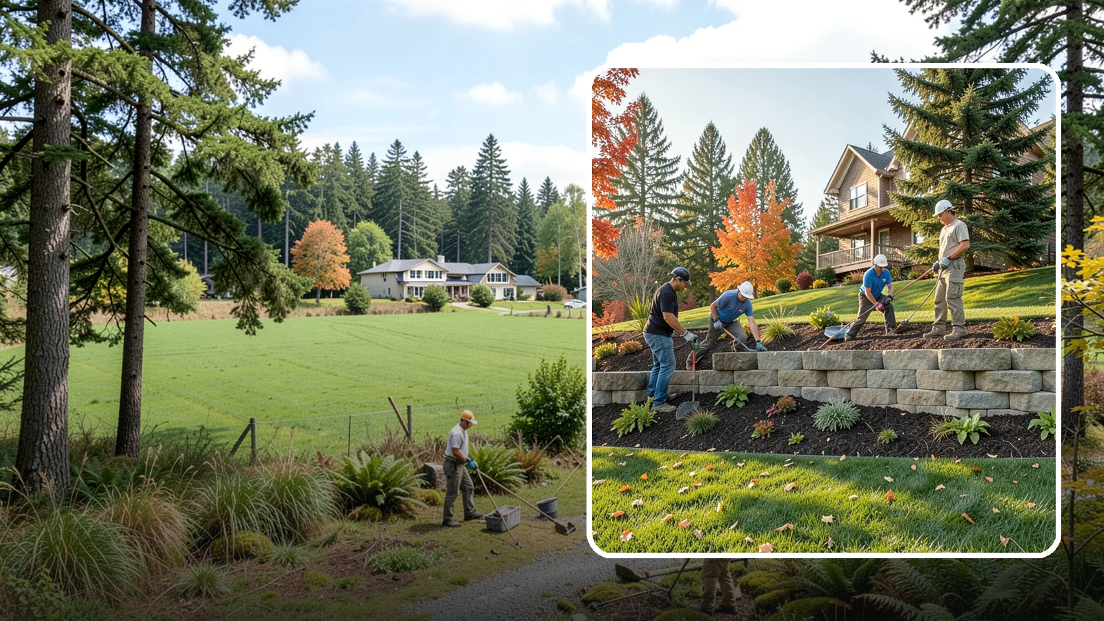 Interlocking Block Retaining Wall in Lyman, Skagit County, WA - A DIY-friendly mortarless wall of self-aligning interlocking blocks that quickly stabilizes short slopes in Northwest landscapes.