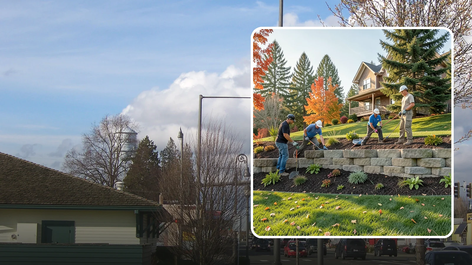 Interlocking Block Retaining Wall in Marysville, Snohomish County, WA - A DIY-friendly mortarless wall of self-aligning interlocking blocks that quickly stabilizes short slopes in Northwest landscapes.