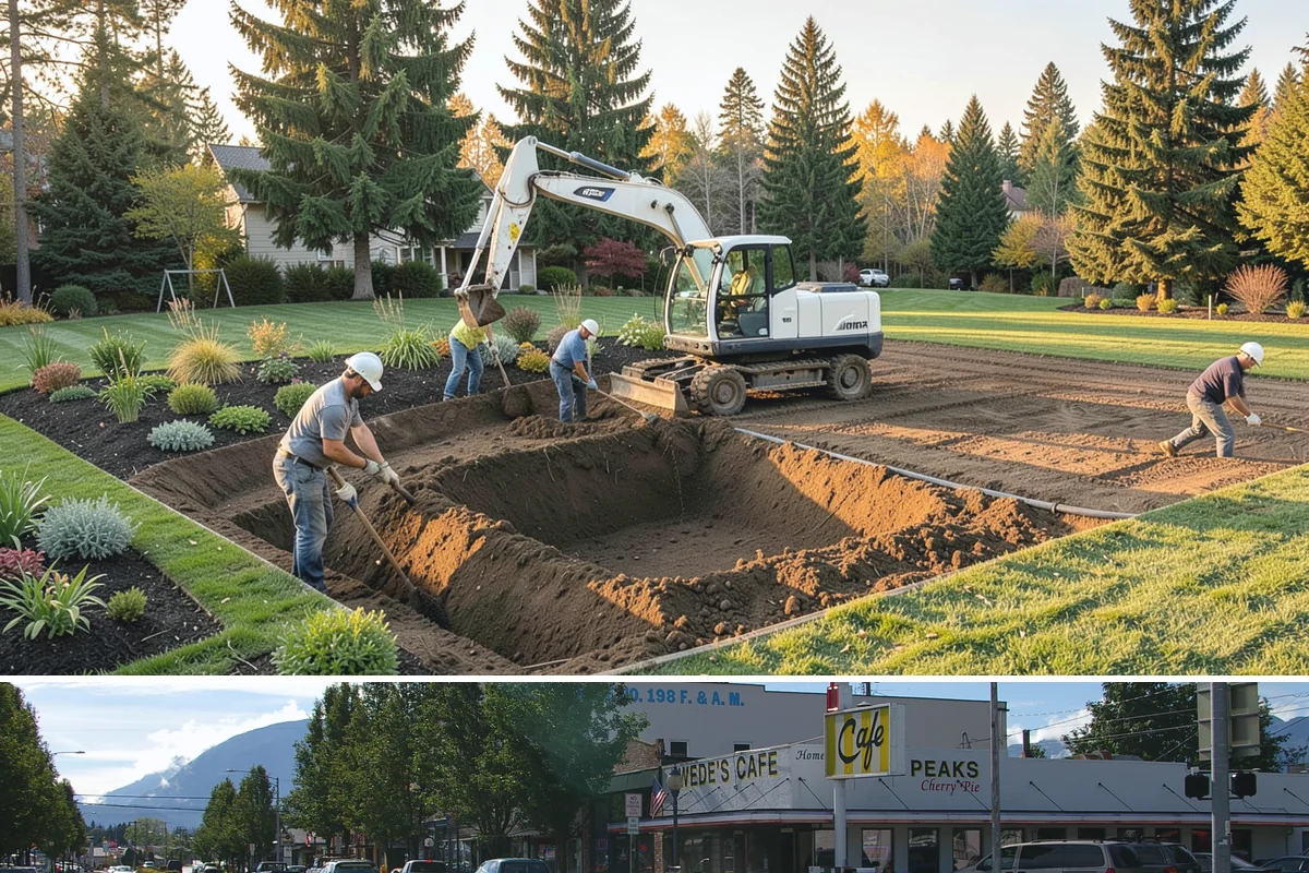 Interlocking Block Retaining Wall in North Bend, King County, WA - Best installed in the drier spring through fall for easy compaction, though the block system builds well through much of the PNW...