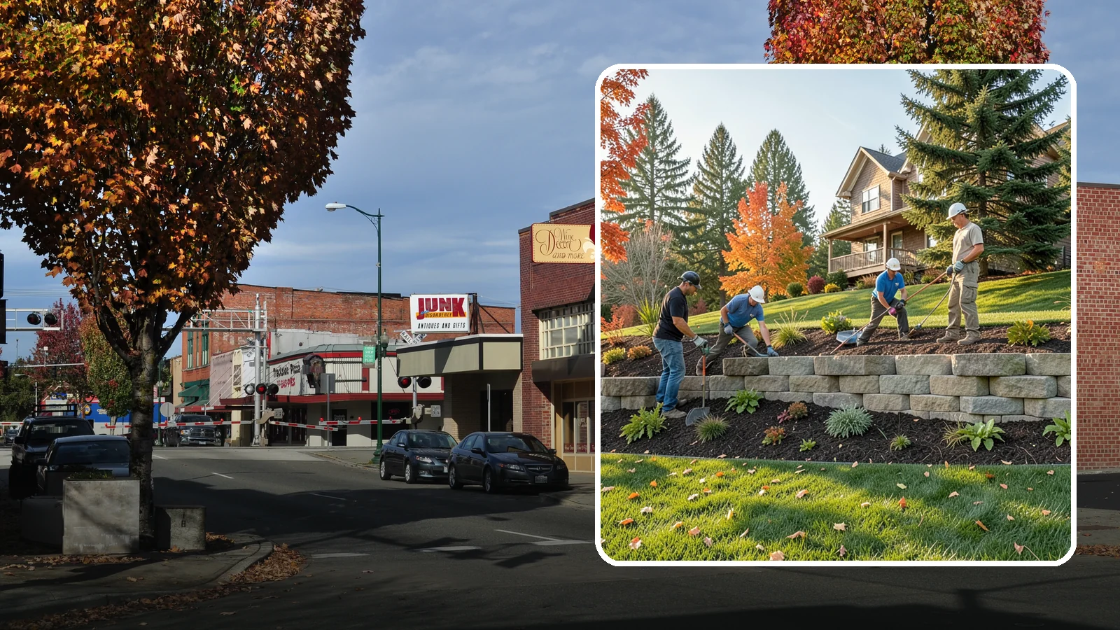 Interlocking Block Retaining Wall in Puyallup, Pierce County, WA - A DIY-friendly mortarless wall of self-aligning interlocking blocks that quickly stabilizes short slopes in Northwest landscapes.