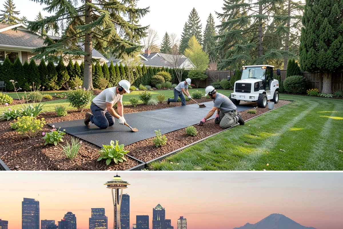 Interlocking Block Retaining Wall in Seattle, King County, WA - Best installed in the drier spring through fall for easy compaction, though the block system builds well through much of the PNW...