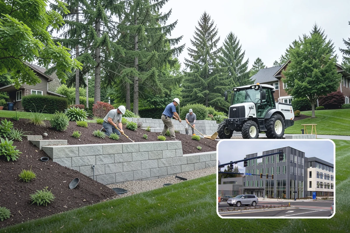 Interlocking Block Retaining Wall in Shoreline, King County, WA - Fast, self-aligning installation