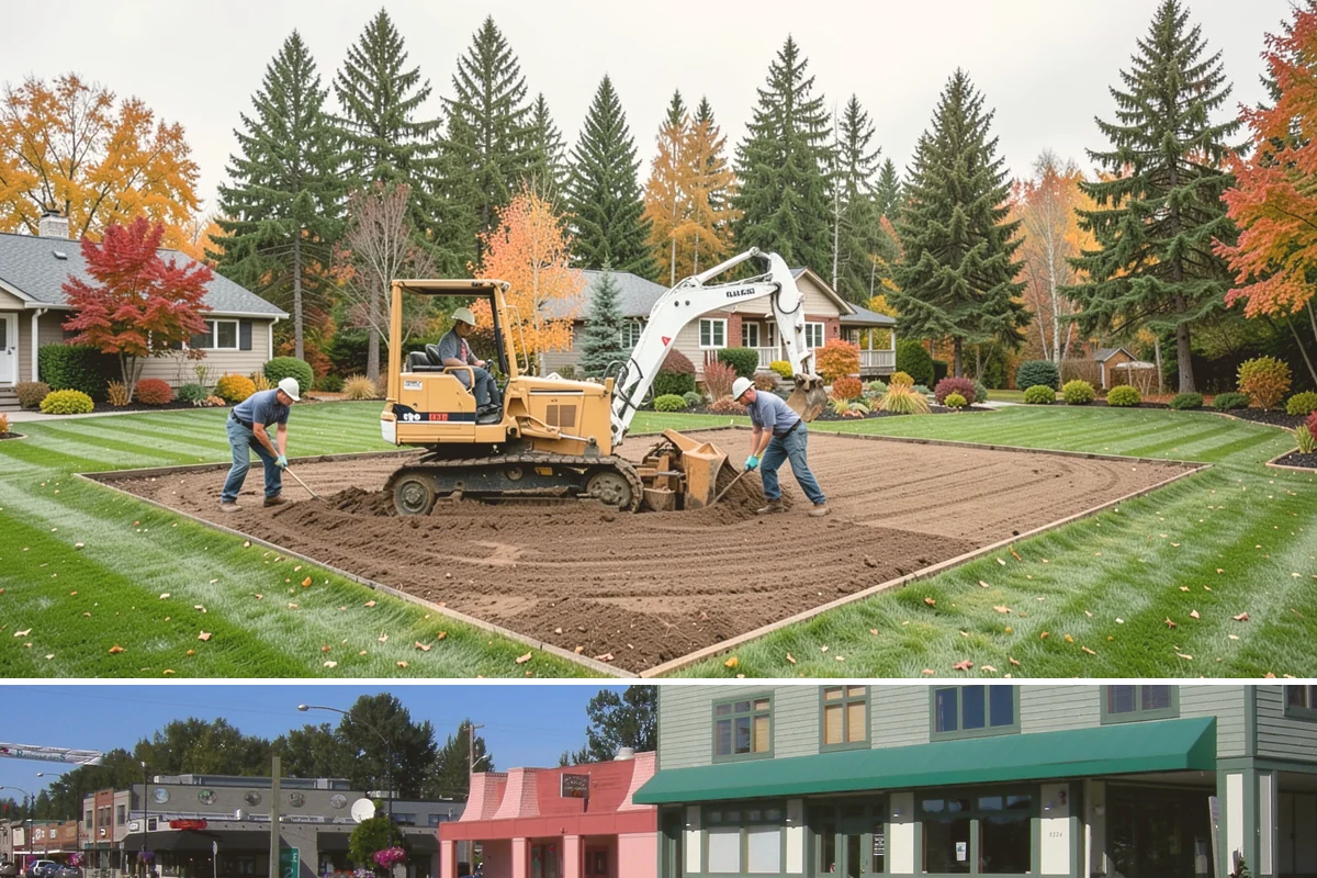Interlocking Block Retaining Wall in Snoqualmie, King County, WA - Best installed in the drier spring through fall for easy compaction, though the block system builds well through much of the PNW...