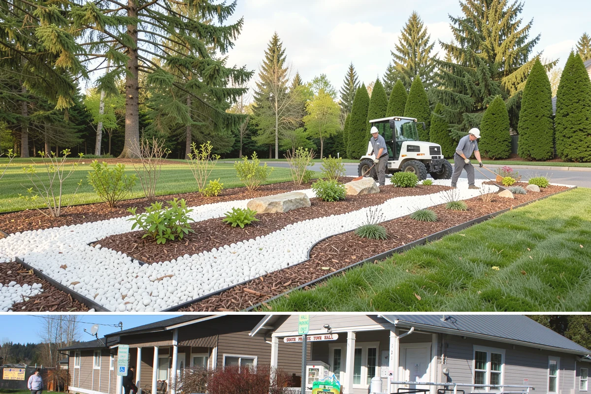 Interlocking Block Retaining Wall in South Prairie, Pierce County, WA - Best installed in the drier spring through fall for easy compaction, though the block system builds well through much of the PNW...