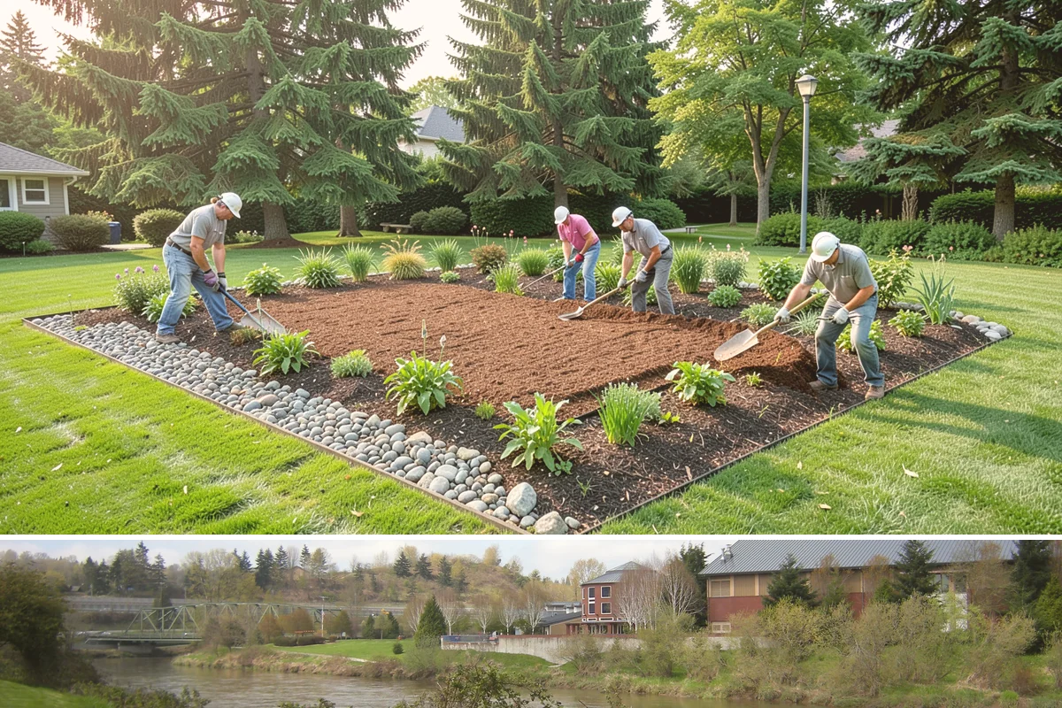 Interlocking Block Retaining Wall in Tukwila, King County, WA - Best installed in the drier spring through fall for easy compaction, though the block system builds well through much of the PNW...