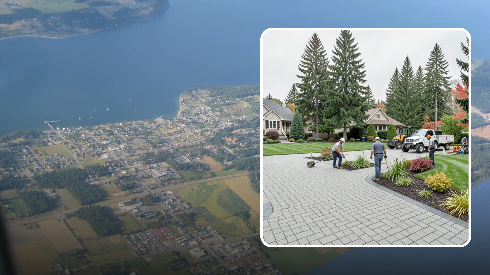 Interlocking Paver Installation in Coupeville, Island County, WA - Shaped interlocking concrete pavers that lock together for flex-resistant driveways and patios built to handle Northwest...