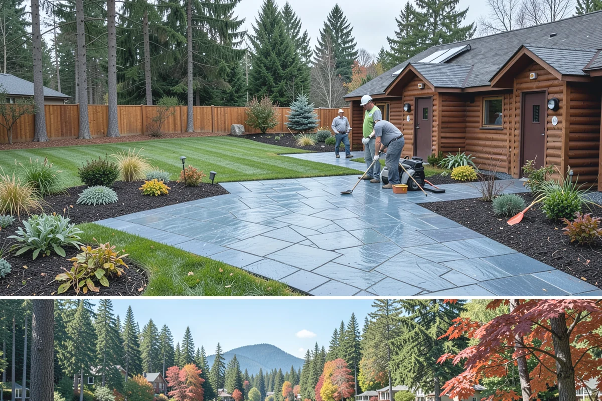 Interlocking Paver Installation in Covington, King County, WA - Best installed spring through fall so the base compacts dry, giving a stable, interlocked surface before winter saturation.