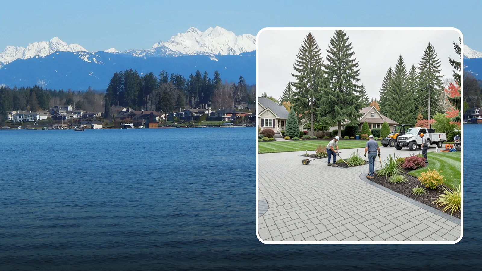 Interlocking Paver Installation in Lake Stevens, Snohomish County, WA - Shaped interlocking concrete pavers that lock together for flex-resistant driveways and patios built to handle Northwest...