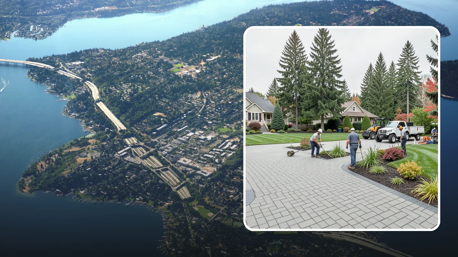 Interlocking Paver Installation in Mercer Island, King County, WA - Shaped interlocking concrete pavers that lock together for flex-resistant driveways and patios built to handle Northwest...