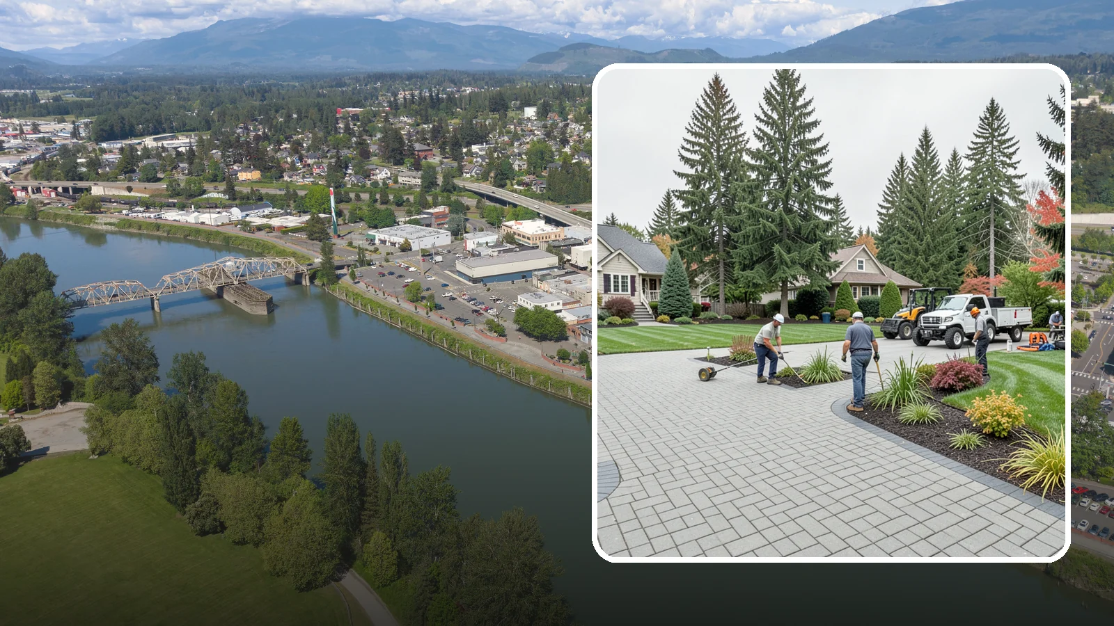 Interlocking Paver Installation in Mount Vernon, Skagit County, WA - Shaped interlocking concrete pavers that lock together for flex-resistant driveways and patios built to handle Northwest...