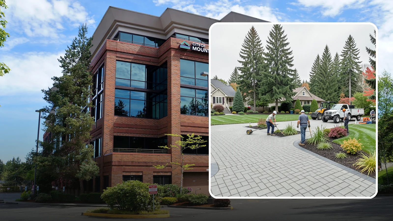 Interlocking Paver Installation in Mountlake Terrace, Snohomish County, WA - Shaped interlocking concrete pavers that lock together for flex-resistant driveways and patios built to handle Northwest...
