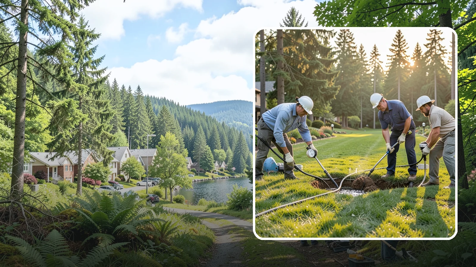 Irrigation Leak Detection in Lake Forest Park, King County, WA - We locate hidden irrigation leaks causing soggy spots, high water bills, or pressure loss without needlessly digging up your yard.
