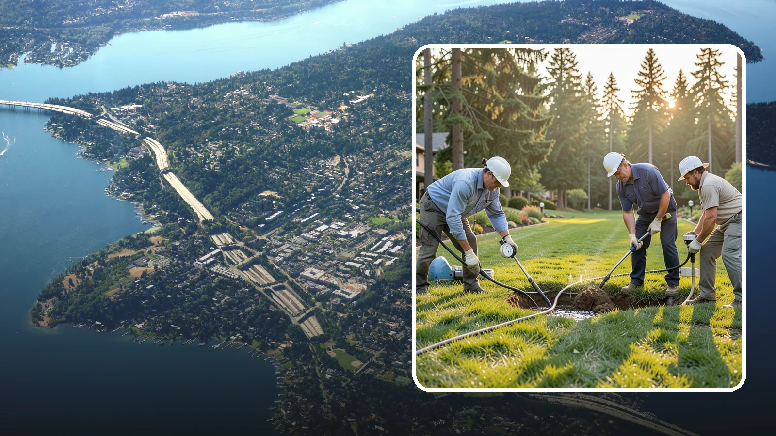 Irrigation Leak Detection in Mercer Island, King County, WA - We locate hidden irrigation leaks causing soggy spots, high water bills, or pressure loss without needlessly digging up your yard.