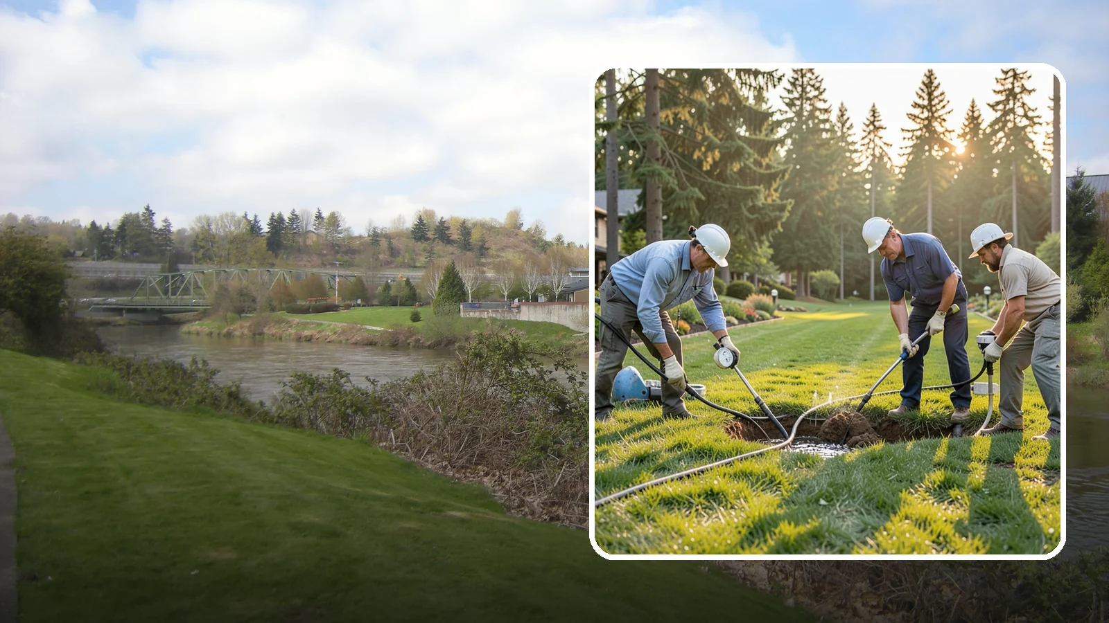 Irrigation Leak Detection in Tukwila, King County, WA - We locate hidden irrigation leaks causing soggy spots, high water bills, or pressure loss without needlessly digging up your yard.