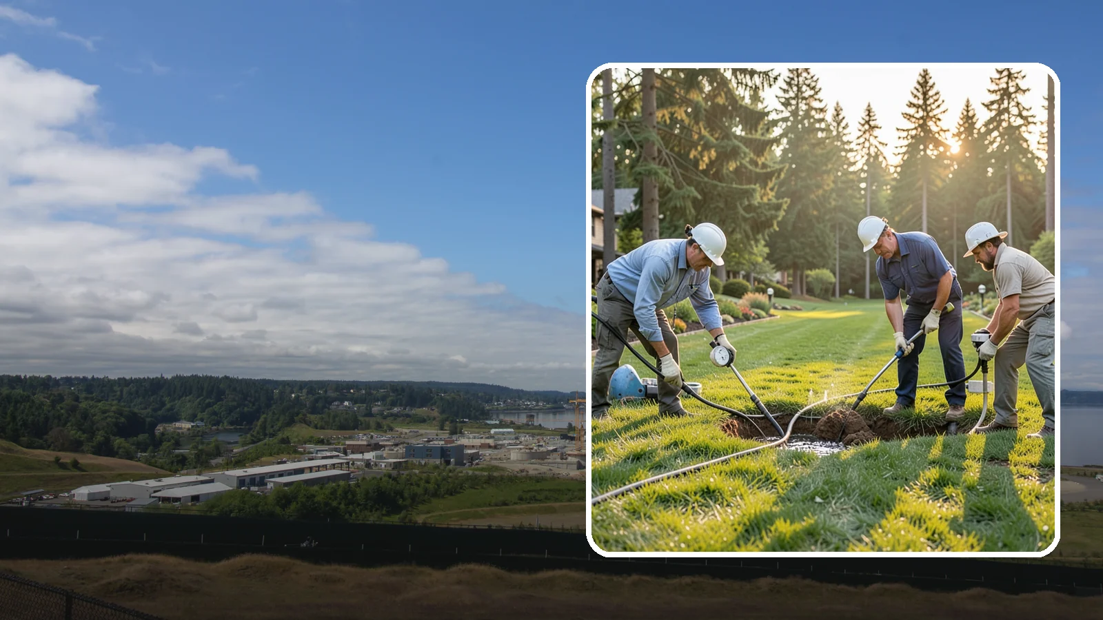 Irrigation Leak Detection in University Place, Pierce County, WA - We locate hidden irrigation leaks causing soggy spots, high water bills, or pressure loss without needlessly digging up your yard.
