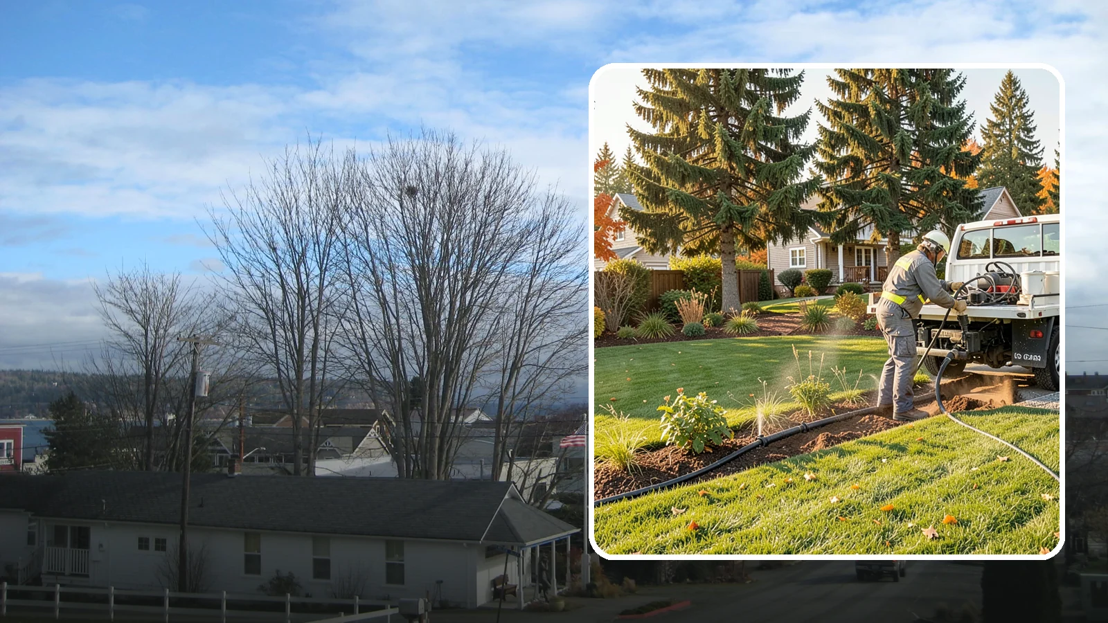Irrigation Winterization in Langley, Island County, WA - Sprinkler blowout and shutdown that clears water from lines to prevent freeze damage over winter.
