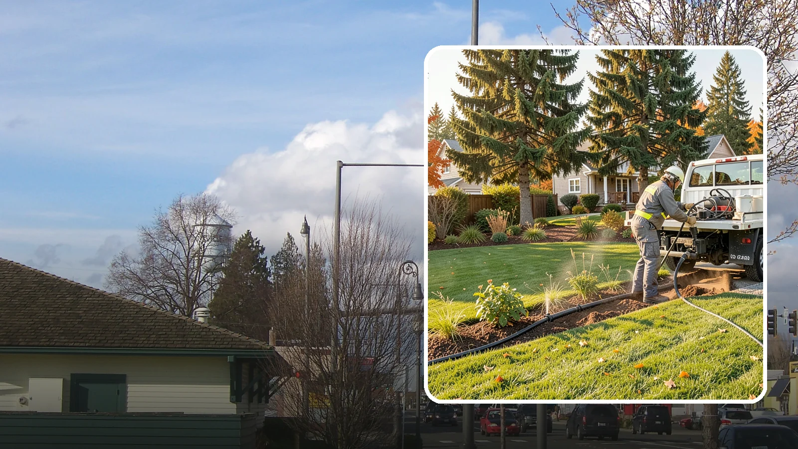 Irrigation Winterization in Marysville, Snohomish County, WA - Sprinkler blowout and shutdown that clears water from lines to prevent freeze damage over winter.