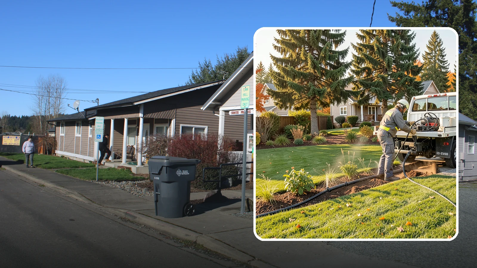 Irrigation Winterization in South Prairie, Pierce County, WA - Sprinkler blowout and shutdown that clears water from lines to prevent freeze damage over winter.