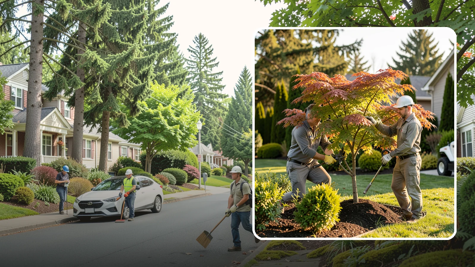 Japanese Maple Pruning in Beaux Arts Village, King County, WA - Careful, artful pruning that preserves the delicate layered form Japanese maples are prized for.