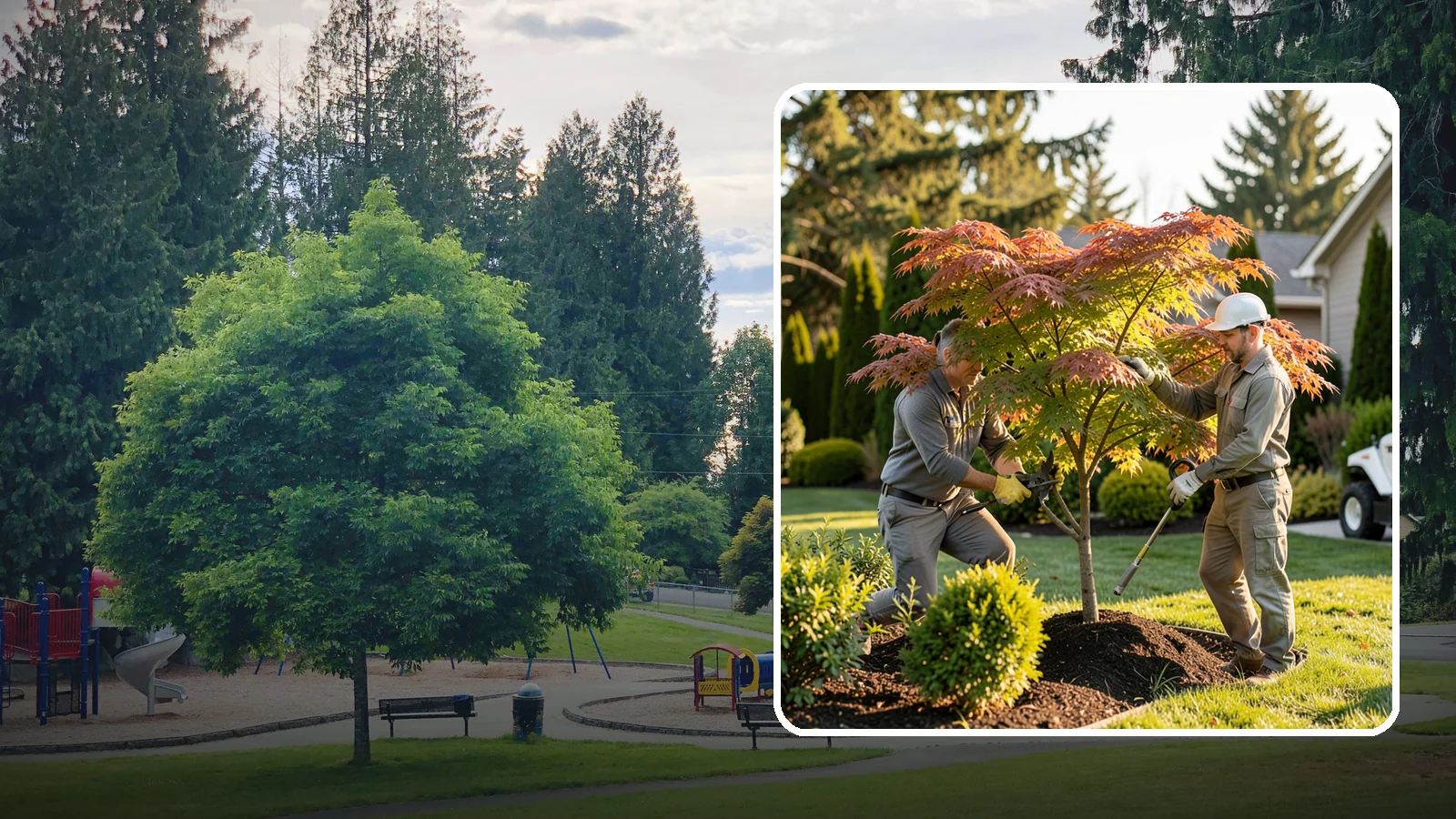 Japanese Maple Pruning in Bonney Lake, Pierce County, WA - Careful, artful pruning that preserves the delicate layered form Japanese maples are prized for.
