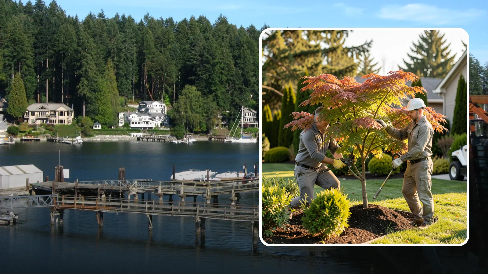 Japanese Maple Pruning in Gig Harbor, Pierce County, WA - Careful, artful pruning that preserves the delicate layered form Japanese maples are prized for.