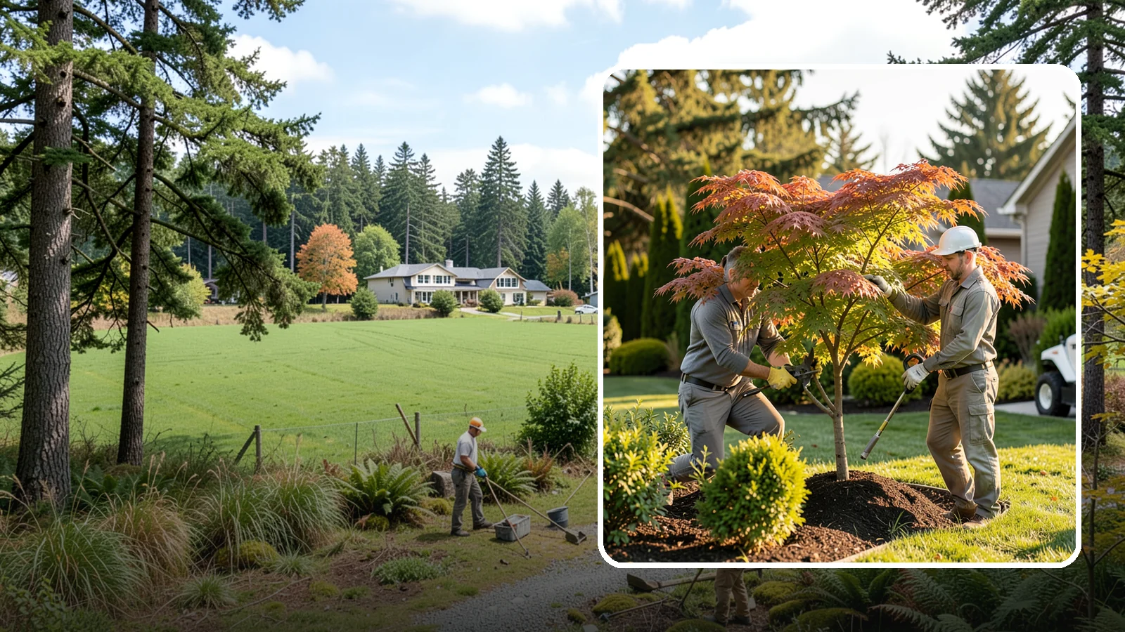Japanese Maple Pruning in Lyman, Skagit County, WA - Careful, artful pruning that preserves the delicate layered form Japanese maples are prized for.