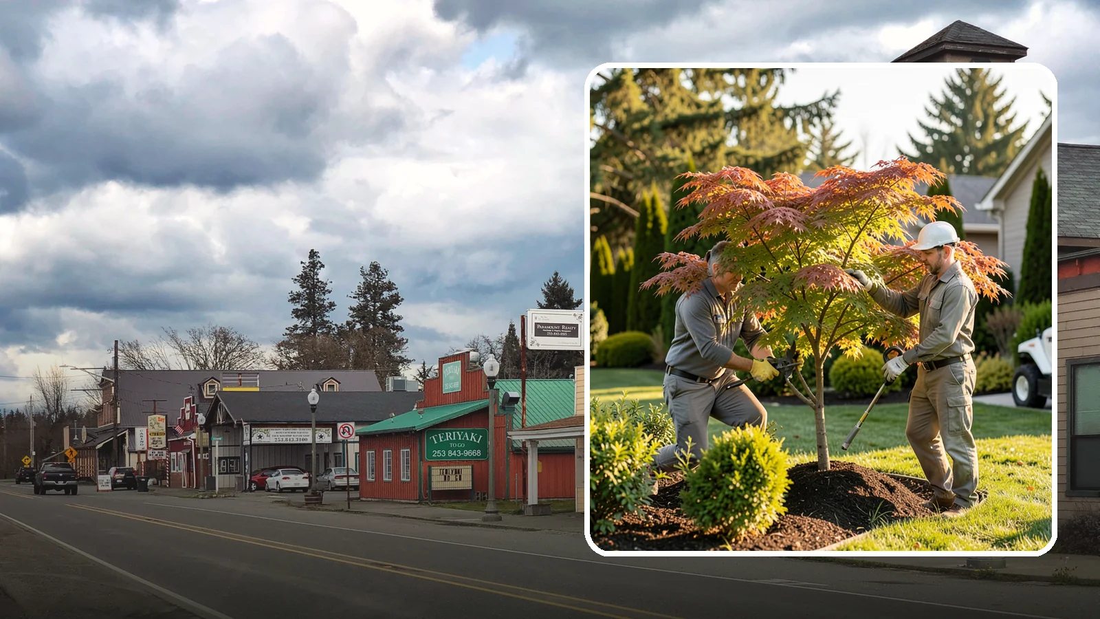 Japanese Maple Pruning in Roy, Pierce County, WA - Careful, artful pruning that preserves the delicate layered form Japanese maples are prized for.