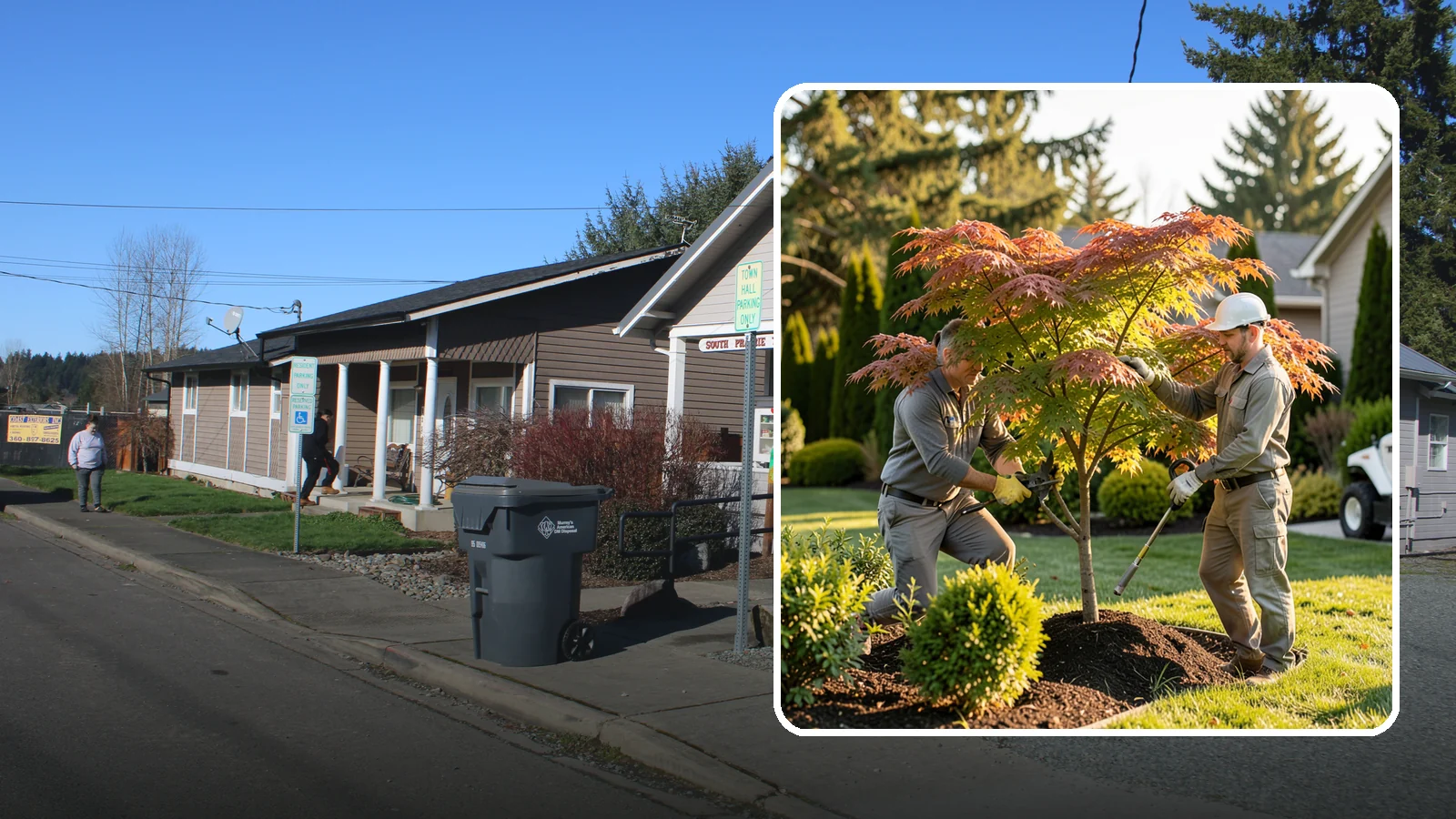 Japanese Maple Pruning in South Prairie, Pierce County, WA - Careful, artful pruning that preserves the delicate layered form Japanese maples are prized for.