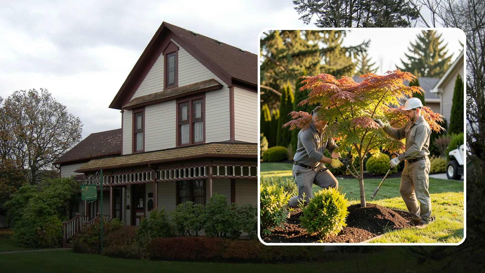 Japanese Maple Pruning in Sumner, Pierce County, WA - Careful, artful pruning that preserves the delicate layered form Japanese maples are prized for.