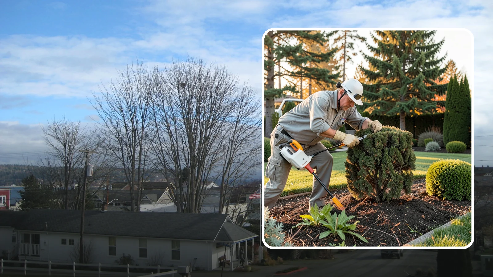 Juniper Pruning in Langley, Island County, WA - Careful selective pruning of junipers that respects their no-regrowth-from-old-wood habit to maintain shape and health.
