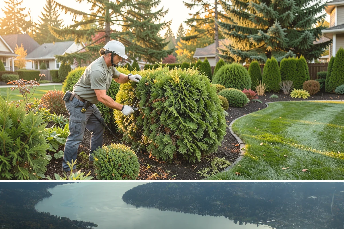 Juniper Pruning in Sammamish, King County, WA - In Western Washington, prune junipers in late winter to early spring, cutting only into green growth since they will not resprout...
